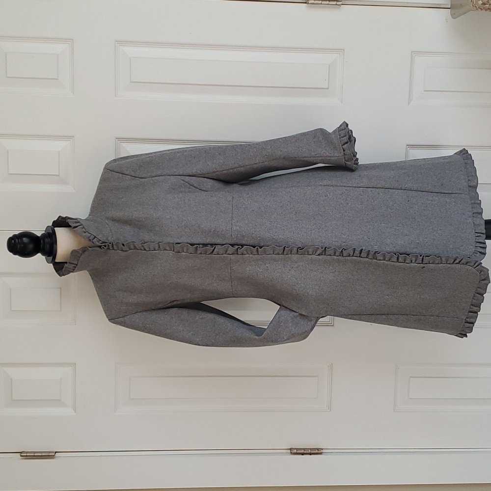 DKNYwool blend scallop edge fully lined dress coat With Pockets